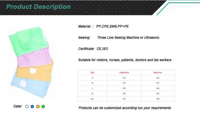पीला डिस्पोजेबल पनरोक अलगाव गाउन