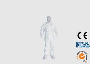 कमजोर एसिड प्रतिरोधी पर्यावरण के लिए Hooded डिस्पोजेबल पीपीई Coveralls